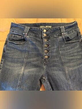 Idyllwind High-Rise Button-Fly Jeans in Dark Blue Denim